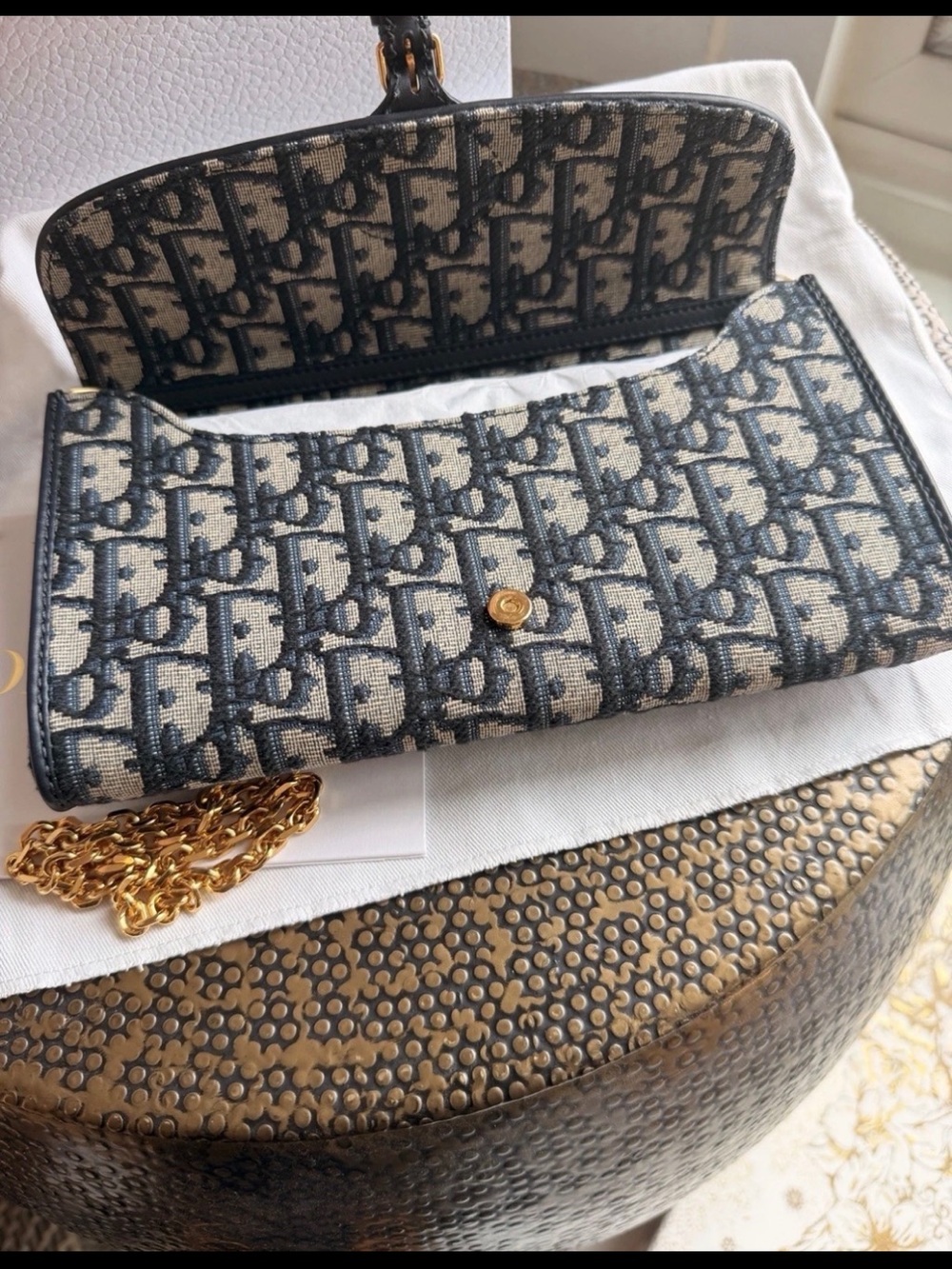 Dior Oblique Monogram Navy/Beige Crossbody with Gold Hardware - Picture 11 of 11